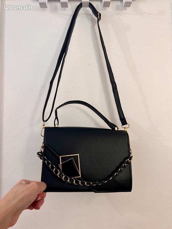 Sac à main bandoulière en cuir noir pour femme 3 styles en 1 (image 15)