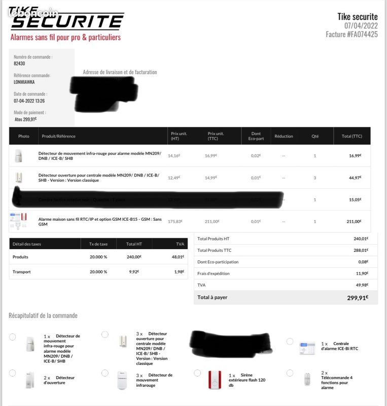 Pack Alarme Maison Tike Sécurité – Complet, Sans Fil, 7 Zones – Neuf, Modèle DNB1