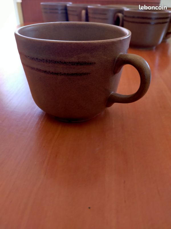 Lot de 6 assiettes a dessert et 6 bolées a cidre ou tasses en grès (image 4)