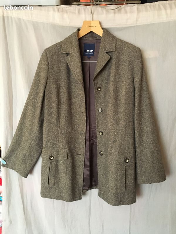 Belle veste vintage tweed marron clair IBT Inbetween coupe saharienne taille 40 (image 7)
