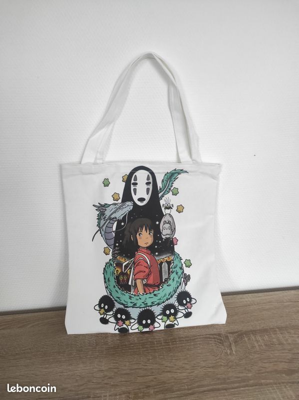 Tote bag blanc de Chihiro, sac double face de voyage de Chihiro de Hayao Miyazaki (image 10)