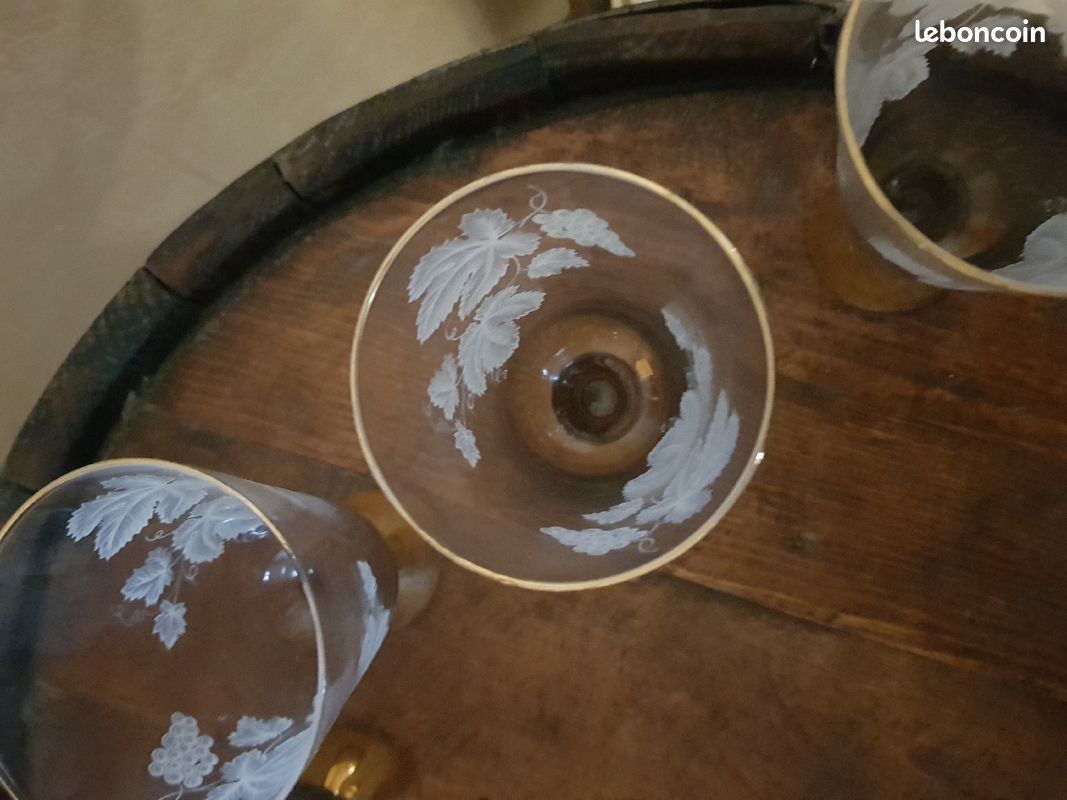 Serie de 6 verres tres anciens avec dorure pour collectionneur (image 4)