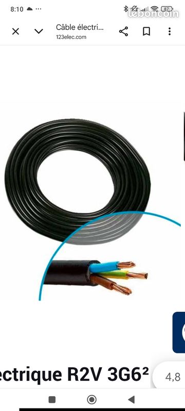 Câble 3g6mm2, longueur 18m,15m ou au mètre (image 1)