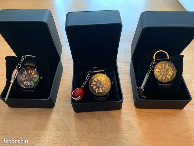 Coffret montre automobile jante étrier de frein et porte clé en métal (image 8)