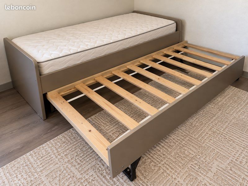 Lit gigogne 2 places - Transformable en lit double (image 3)