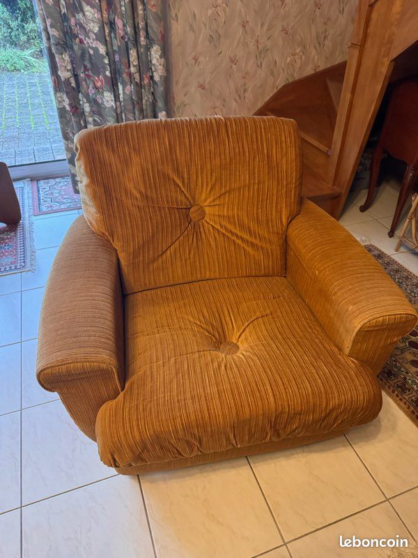 Ensemble Marc Berthier Années 70 – 2 Fauteuils + Canapé 2 Places – Blanc