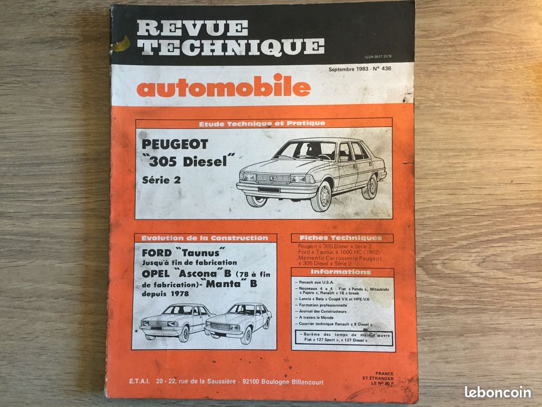 Revue Technique Peugeot 305 Diesel Serie 2 1983 Équipement Auto