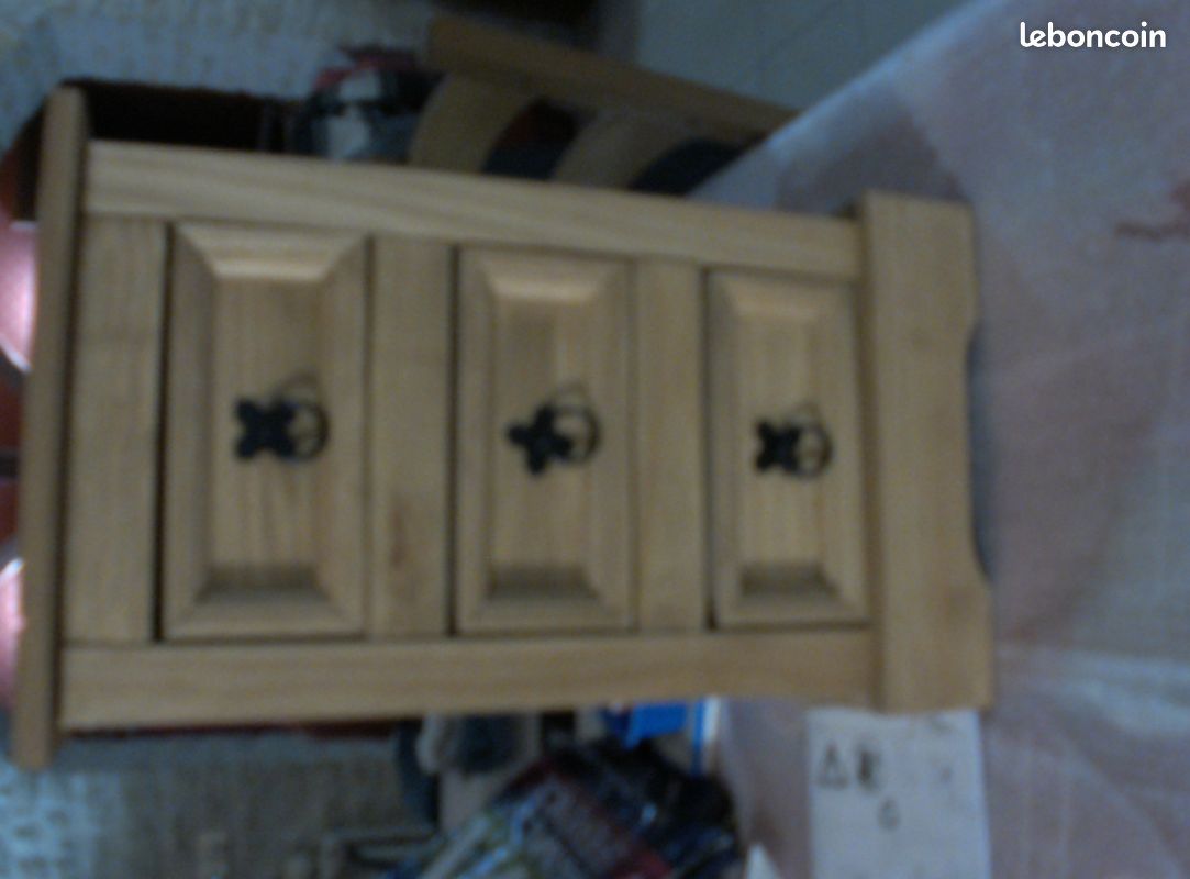 Meuble 3 tiroirs neuf h58 larg35 en bois (image 1)