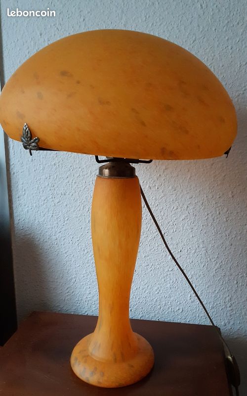 Sautoir Vintage Années 50 En Pâte De Verre Orange, Gris Et Vert Irisé – Longueur 92 Cm