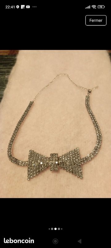 Idée cadeau 🎁Lot collier noeud papillon et d'un bracelet en strass (image 10)