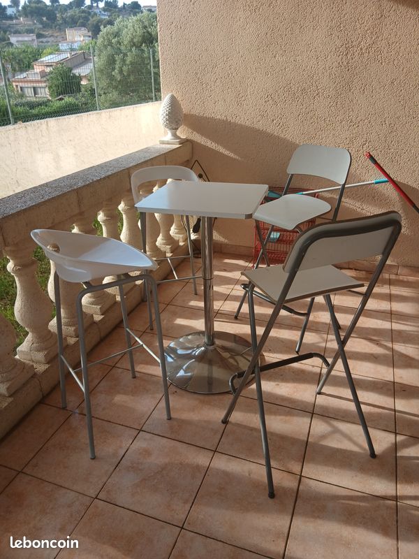 Ensemble table haute de bar reglable avec 4 chaise tabouret (image 3)
