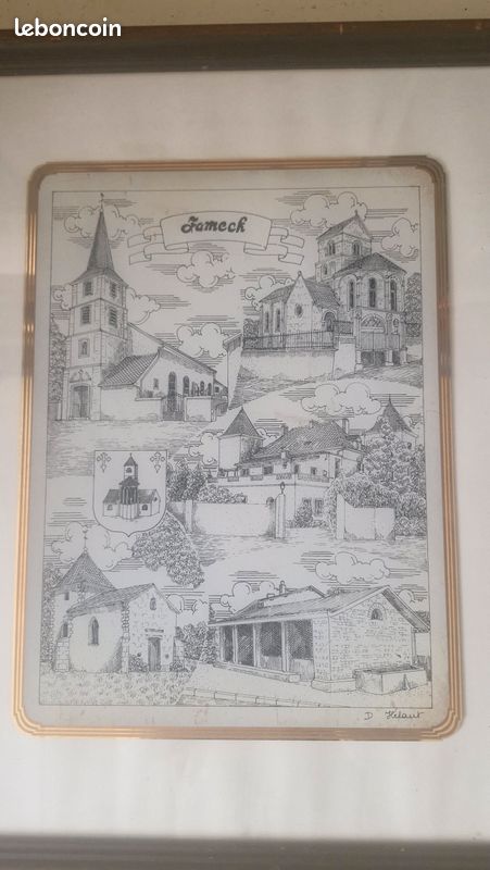 Cadre Gravure Dessin FAMECK signé D Helaut et numéroté 28/50 (image 1)
