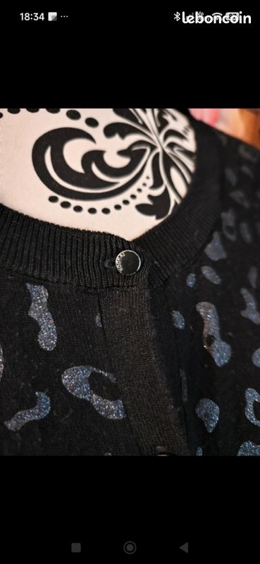 Cardigan noir léopard argenté Kookaï S (image 4)