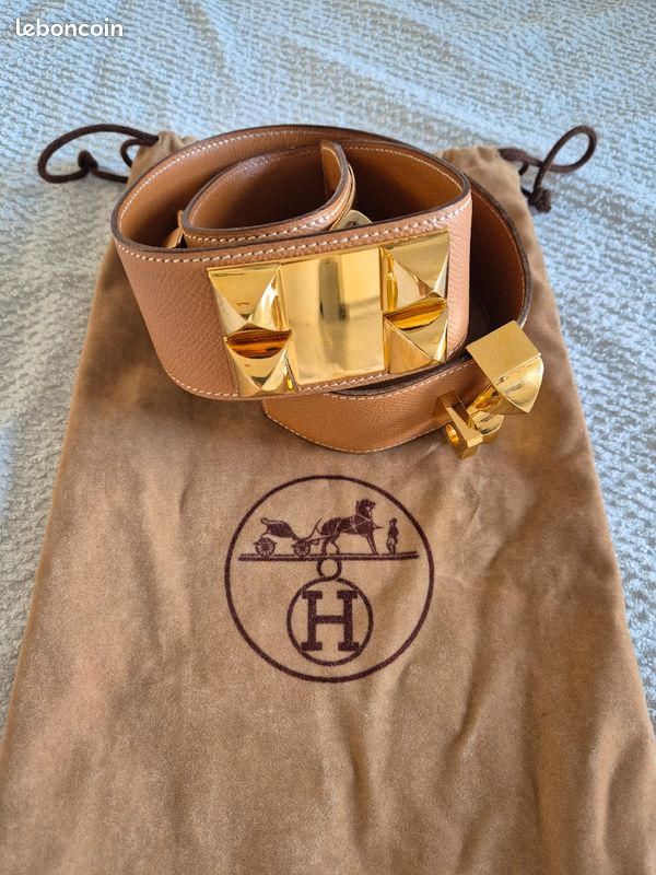 Ceinture Hermes femme dog cuir camel Accessoires Bagagerie