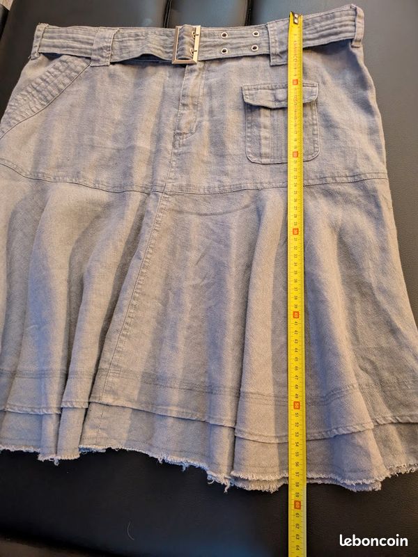 Jupe Femme Tuchuzy Taille 8 - Gris Lin, Style Balançoire, Zippée, Asymétrique