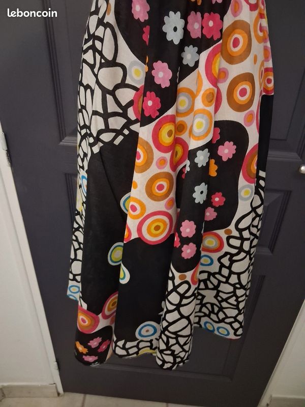 Robe 100% Coton Bleue Arlice Taille 38 - Longueur 86 Cm - Style Gaine - Occasion Très Bon état