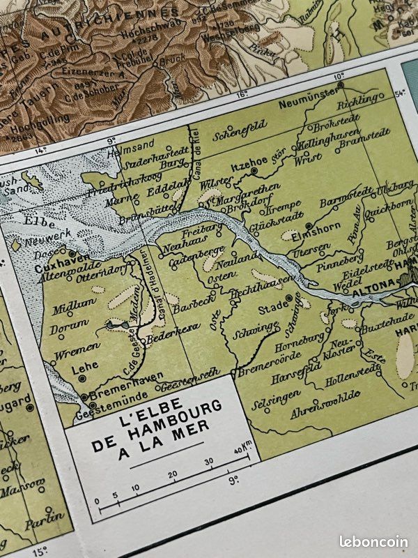 Carte physique de l’Europe centrale - Carte géographique ancienne (image 4)