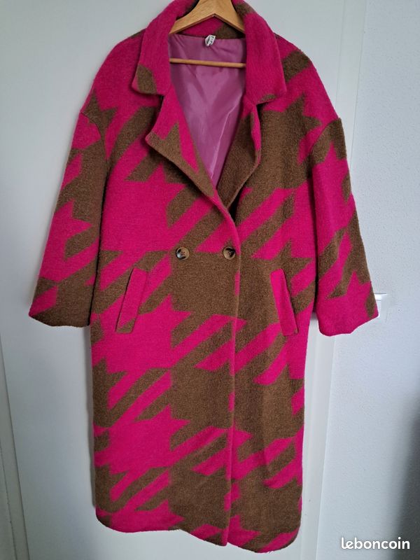 Manteau femme oversize Fuchsia kaki Lumina taille unique Vêtements