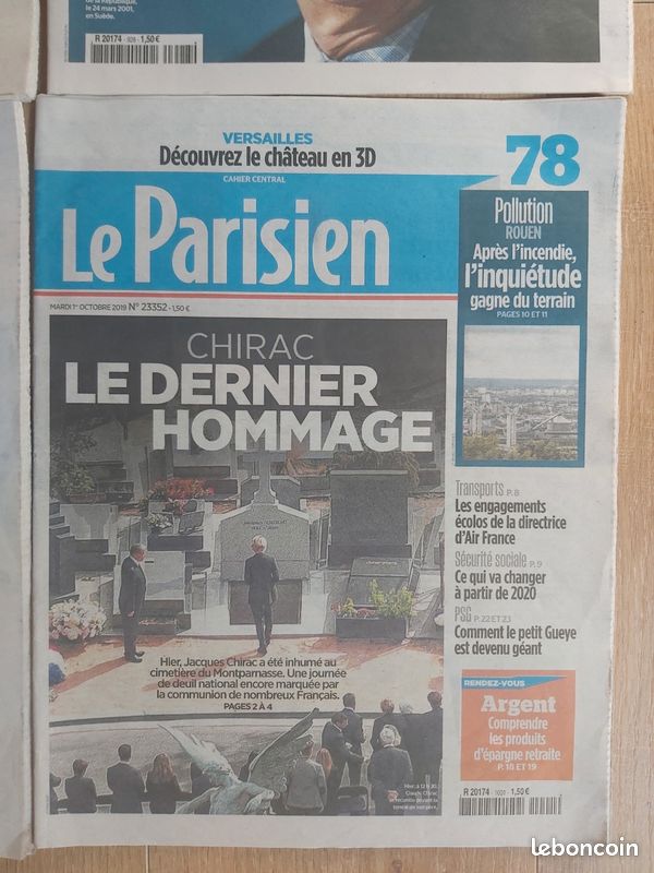 Lot de journaux Jacques Chirac 2019 (image 5)