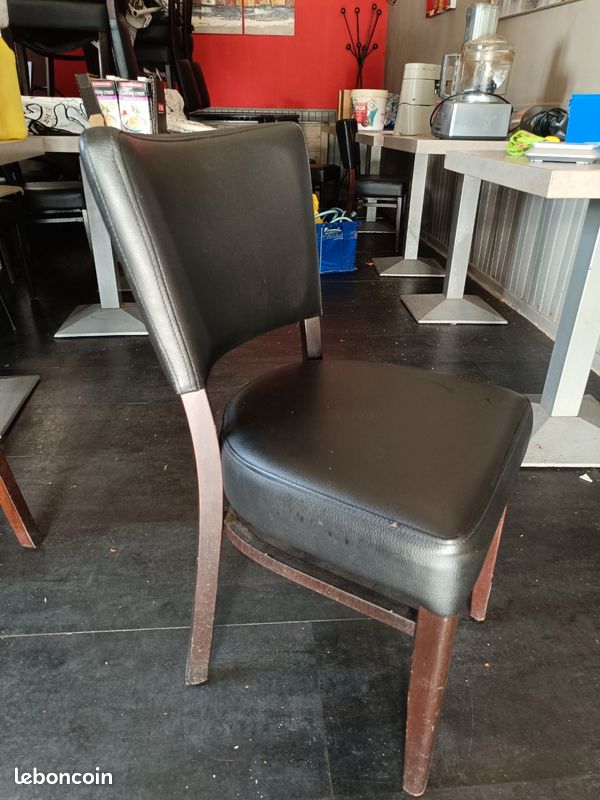 Chaise de salon assise et dossier simili cuir pied en bois (image 3)