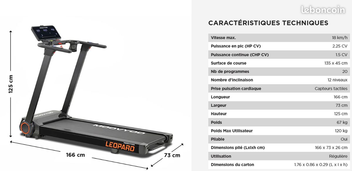 Tapis de Course Compact Guépard EVO MOOVYOO - FitnessBoutique