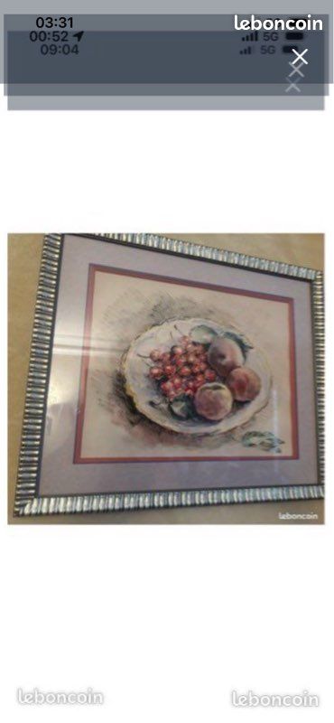 Beau tableau peinture avec son cadre cannelé . 60 cm environ (image 1)