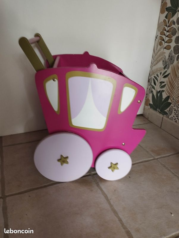 Chariot en bois carrosse de princesse (idéal rangement livres) (image 3)