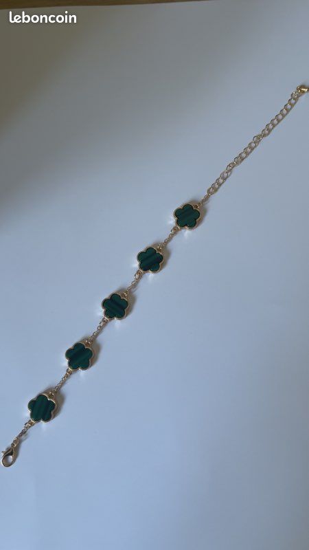 Bracelet Extensible Style Vintage - Fleur Vert Métallisé - Occasion