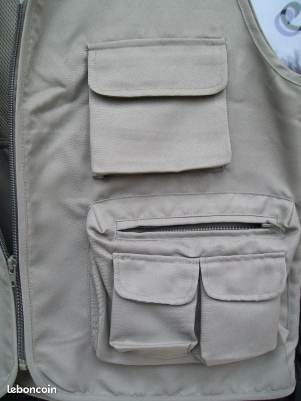 Gilet De Pêche Wading Ausable Homme Taille L Beige - 20 Poches - Neuf Ancien Stock