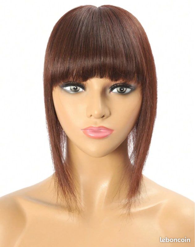 Frange à Clips Peruk Châtain Foncé - 10cm, Synthétique, Marque Générique