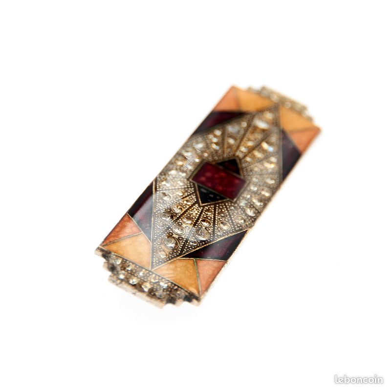 Superbe Broche ART DECO STRASS ROUGE / BIJOUX ANCIEN VIN