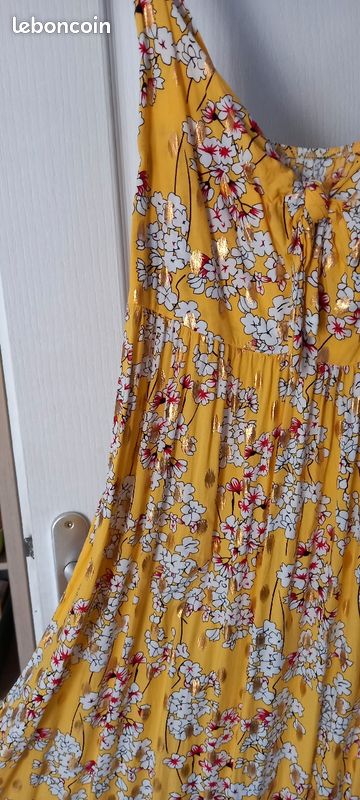 Robe longue jaune imprimée dos élastique TU va au 38 et 40 (image 1)