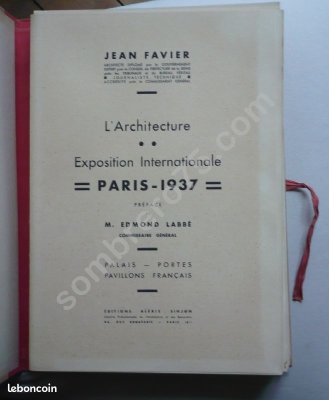 Alexis SINJON. Exposition Internationale Paris 1937. Complet en 3 volumes (image 3)
