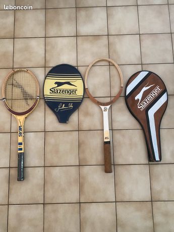 Raquette De Tennis En Bois Vintage Slazenger Team 70 Cm - Avec Tendeur - Occasion Rétro