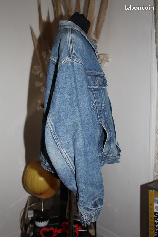 Veste Bomber Denim Chevignon Vintage MA-1 - Bleu Ciel Taille S - Style Années 90