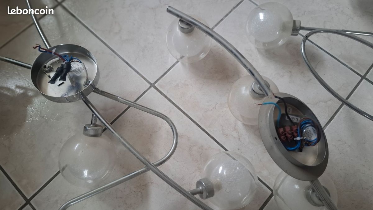 Lot 3 plafonniers luminaires boule verre (image 3)