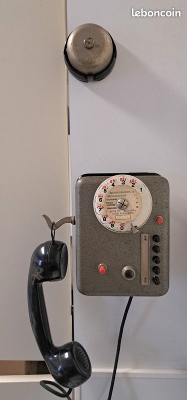 Téléphone mural ancien TÉLIC Strasbourg 1950s Métal gris (image 19)