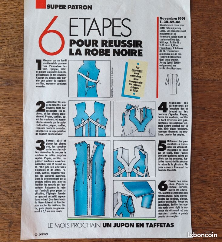 Patron de couture d'une robe moulante T 38 42 46 Prima n° 11.91 (image 3)