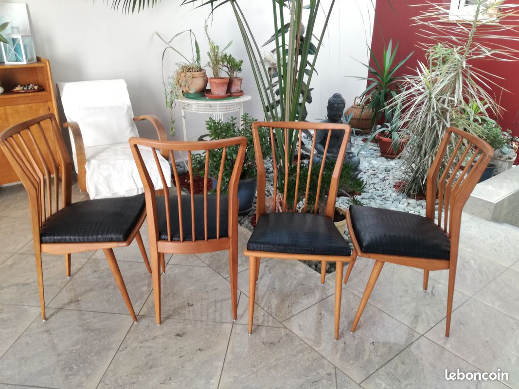 4 chaises années 50 retapissées (image 1)
