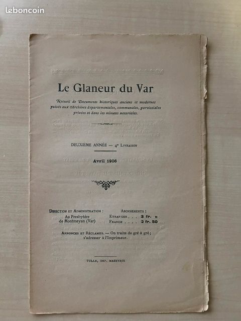 Lot Exceptionnel 8 Revues "Le Glaneur du Var" (1905-1906) - Histoire & Généalogie (image 4)