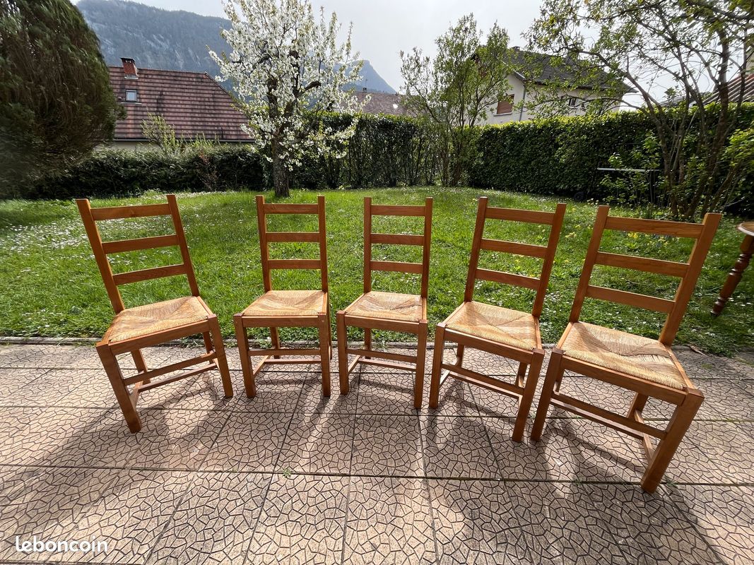 Chaise bois/osier (image 1)