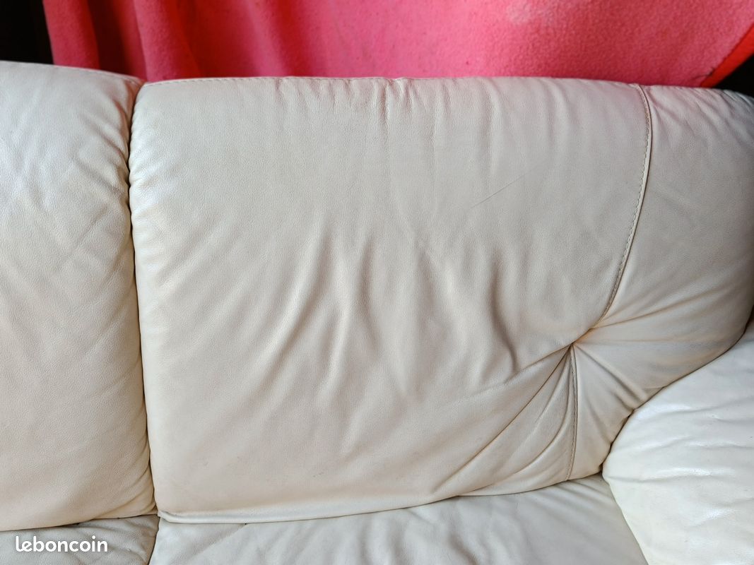 Canapé cuir beige clair 2 places design (image 10)
