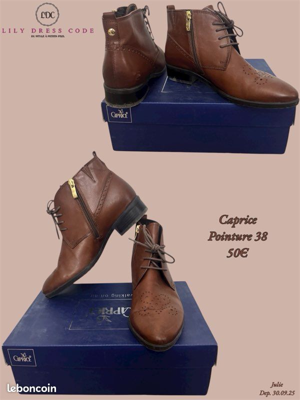 🤎👢 bottines marron CAPRICE (pointure 38)🤎 (image 1)
