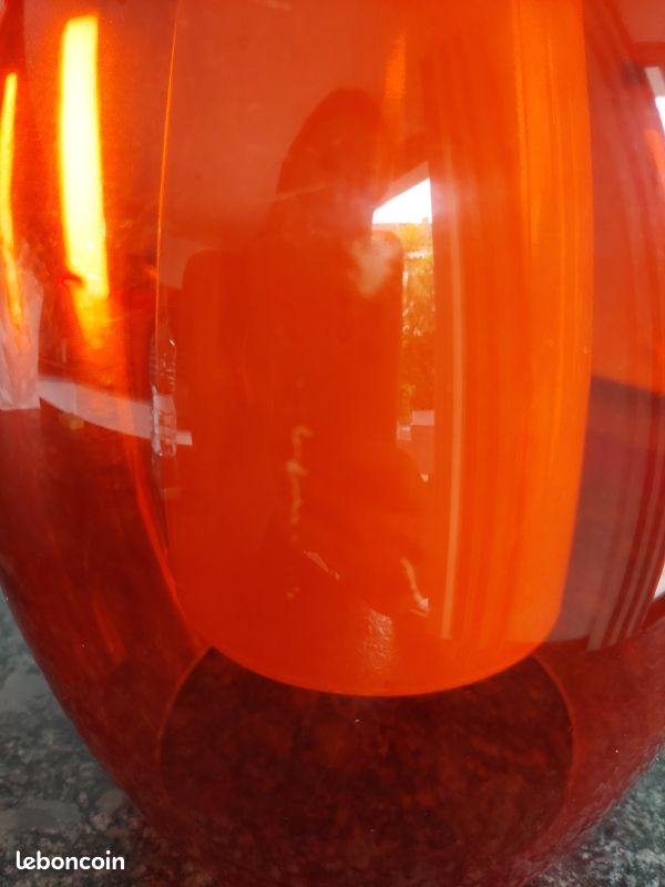 Luminaire suspension verre rouge orangé (image 4)