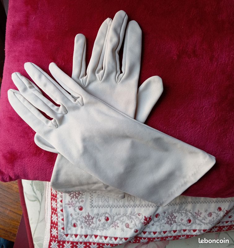 Gants Vintage En Cuir Et Tissu - Taille 7.5 - Occasion