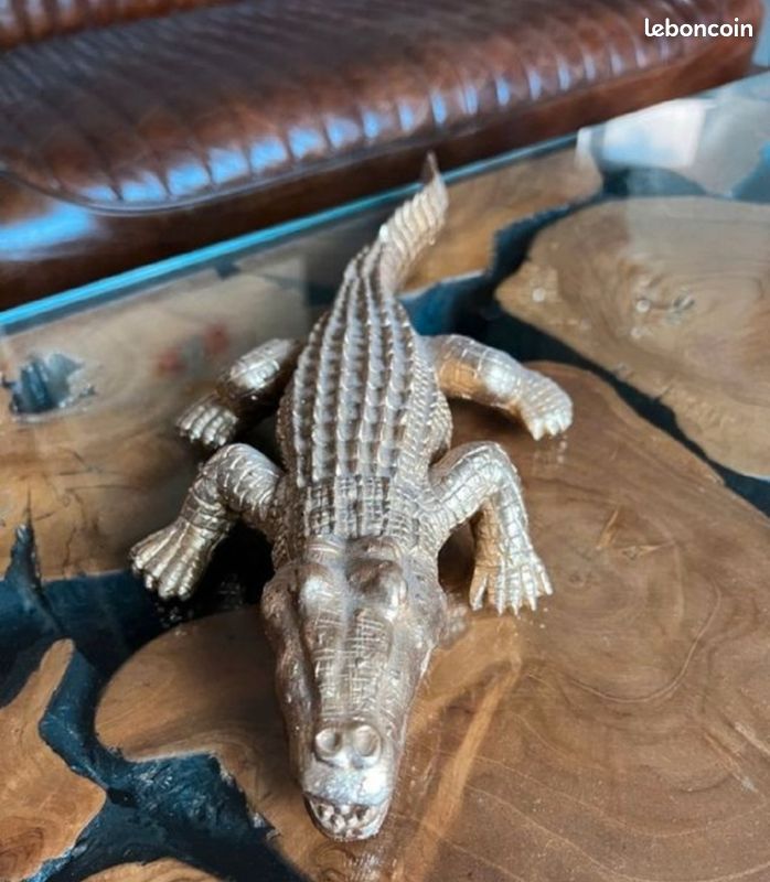 Lot De 2 Ouvre-bouteilles Anciens En Forme De Crocodile/alligator - Fonte Peinte Colorée - Occasion - Déco Vintage