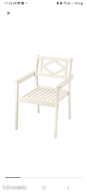 Lot 2 Chaises exterieures avec accoudoirs. Blanc/ beige (image 1)