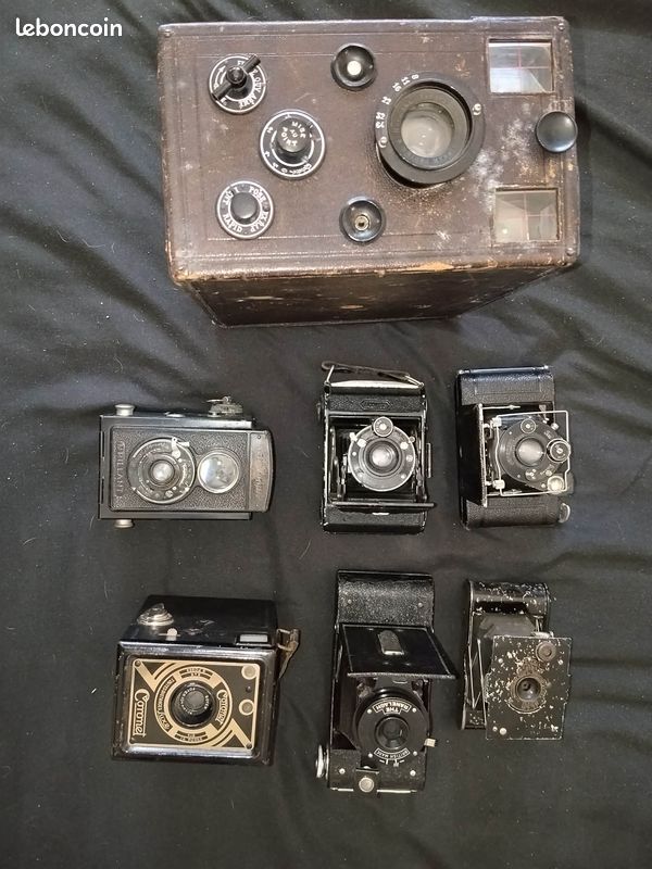 Lot De 4 Anciens Appareils Photos Moyen Format - Vintage - Voir Photos