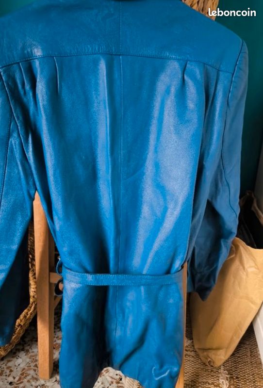 Veste en cuir bleu (image 2)