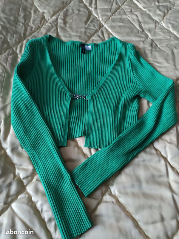 Chemise Fille Cat & Jack Taille XS (4/5) - Vert Irisé étincelant, Manches Longues, Col V, Parfaite Pour Tous Les Jours